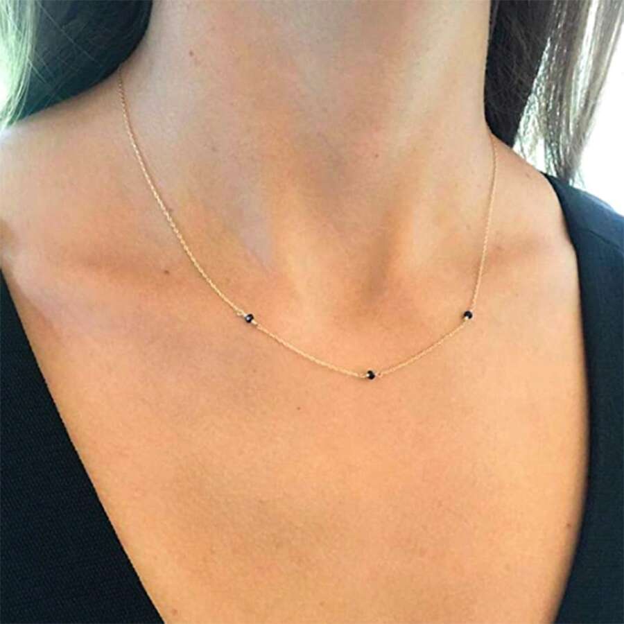 Collar de Tres Cuentas Redondas de Oro Estilo Ins Nuevo y Popular en, Accesorios de Joyería Personalizados de Lujo Ligero - N0061 - Ver 1