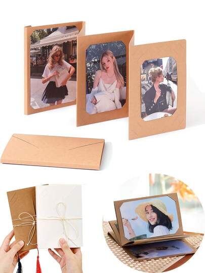 DIY Hanging Photo Album, Wall Decor Photo Album, 5/6 Inch Universal DIY Photo Collection, One-Piece Paper Display Frame Album, Photo Postcard Album, Can Be Used As Birthday Gift, Graduation Gift, Back To School Gift, Life Record, Christmas, Wedding Guest Book And Anniversary (Comes With Rope + Random Color Tassel)