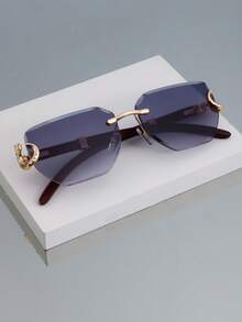 1pc Classic Modern Retro Simple Versatile Rimless Edged Square Fashion Glasses, Suitable For Women, Men, Punk, Party, Street Style, Bohemian - Multicolor - View 8