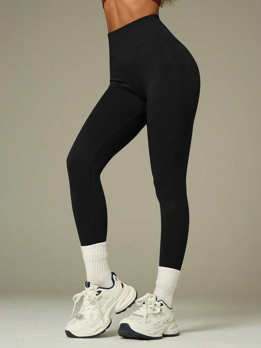 UONNOU Viral Sculpting Leggings | High Waist Tummy Control Yoga Pants - Black - View 1