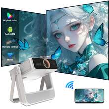DONGYING New Projector, Dual Screen Display, Android 12 Projector, Native 1080P, Supports 4K, WiFi6, Supports Auto Focus And Keystone Correction, Portable Projector With Built-In Speaker, Supports App Download, Compatible With Smartphones, Computers And More, Suitable For Home Theater, Office Meetings, Decorations, Gifts - White - View 12