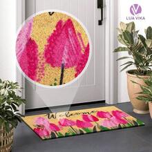 Coir Doormat, Front Door Mats Outdoor, Funny Welcome Mat Outdoor, Front Door Mat For Home Entrance, Door Mat Outside Entrance, Welcome Mat Indoor 16\X27.5\ (Tulips) - 鬱金香 - 查看 6