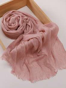 1pc Soft Textured Hijab Scarf, Natural Crinkle Design, Breathable & Comfortable Muslim Headscarf - Multicolor - View 7