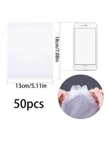 50个装优质网状水果保护袋，带抽绳 - 可重复使用透气欧根纱网，适用于花园、果园（葡萄/草莓/柠檬）、鸟类和昆虫防治、礼品包装（婚礼/圣诞节） - 彩色 - 查看 12