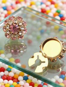 1Pc Fashionable Rhinestone Cufflinks, Women's Brooch Button Cover, Fashionable And High-End , Cinch Clip, Tie Clip, Women's Accessories, Women's Party Light Luxury Show Temperament Clothing Cuff Cover, Suitable For Daily Use, Friend Gift, Lover Gift, Family Gift - Rhinestones - View 9