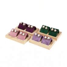 Bamboo And Wood Velvet Stud Storage Rack Jewelry Display Rack Earring Storage And Display Rack - 2 People - View 6