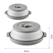 FIAN Juego de 2 Tapa para Microondas plegable de Silicona Sirve como Escurridor de Verduras y Frutas Libre de BPA Tapas para Botes de Cocina - Colador de Cocina - Accesorios para Cocina Gris - Gris - Ver 3