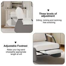 Silla reclinable Mecedora para Adultos, Moderna Silla reclinable tapizada de Felpa con Bolsillo Lateral, Tres Niveles de Ajuste, sillas Modernas para sofá de guardería - Blanco - Ver 4