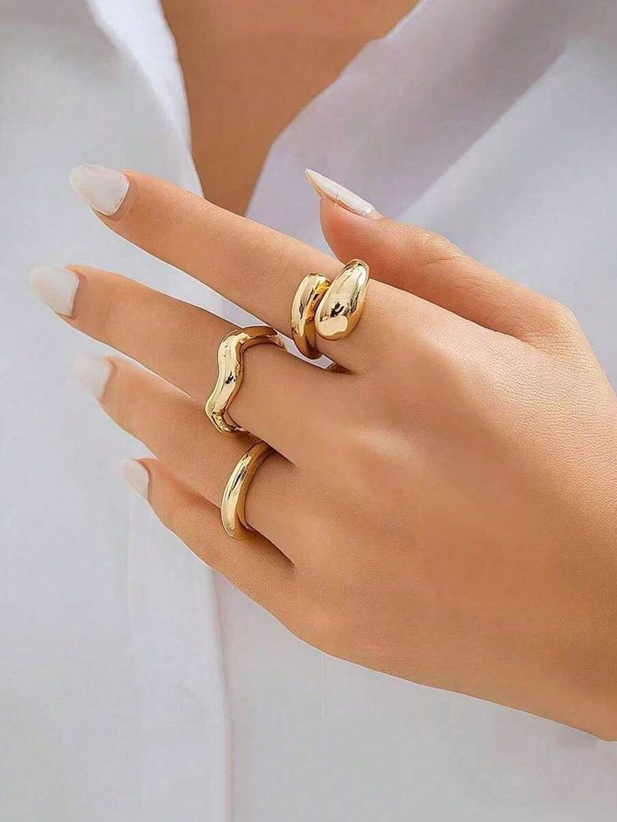 3 Pieces Stackable Round Rings Fashion Jewelry Gift Set For Girls - 3 Peças-cG0289 - View 1