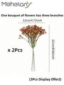 MEHELANY 12支仿真满天星花，8.67英寸小型仿真满天星花带茎，逼真丝绸花，适用于秋季家居装饰、感恩节、丰收节餐桌摆饰、新娘捧花、婚礼装饰、插花、户外花园、生日、新娘礼物 - 咖色 - 查看 11