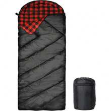 0 Degree Sleeping Bag For Adults - Cotton Flannel 4 Season Cold Weather Winter, XXL Big And Tall Camping Sleeping Bag With Compression Sack - Black-right-new - View 1
