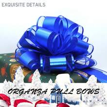 6pcs Pull Bows,Blue Bows For Gift Wrapping Pull Bows For Wedding Baskets,6 Inches Diameter Gift Bows,Decorate Gifts Such As Christmas,Valentine's Day,And Parties (Blue),Blue - 藍色 - 查看 5