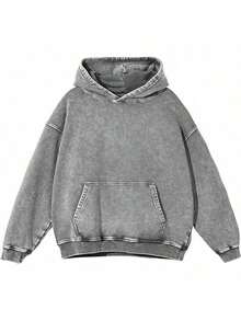 Men's Fashionable Autumn Washed Distressed Pocket Hoodie, Mens Hoodies Vintage Oversized Hoodie Acid Wash Couples Cotton Pullover Hoodies For Men Streetwear Sweatshirts - Street Fashion Outerwear - 灰色 - 查看 13