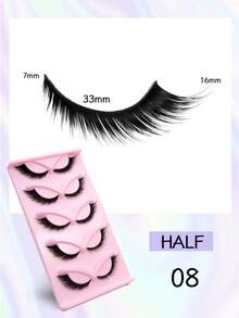 Colash 5 pares de pestañas postizas de ojo de gato naturales y desordenadas con banda transparente, pestañas de ojo de gato 0.07 con efecto wispy, extremo alargado y tira completa, suaves y realistas, pestañas postizas reutilizables adecuadas para fiestas y banquetes, con buen efecto impermeable y que no se caerán fácilmente - Negro - Ver 8