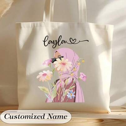 Customized Headscarf, Floral Aesthetic Handbag For Girls, Travel Wishes, Headscarf Gift For Muslim Women, Graduation, Eid Al-Fitr Gift For Islamic Friends, Travel