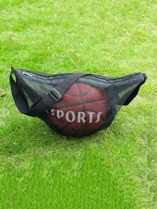 1 túi đựng bóng rổ/bóng chuyền/bóng đá, túi thể thao lưới đeo vai/đeo chéo dung tích lớn, unisex - màu đen - Xem 6