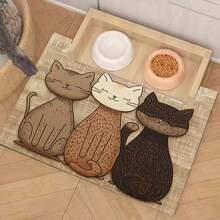 1pc Cat Print Pet Food Mat, Pet Pad, Suitable For All Seasons, Can Be Used As Dog/Cat Cage Mat
