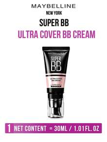 Maybelline Super BB Ultra Cover BB Cream #IVORY WHITE 30ML/1.01FL.OZ, One-Swipe Perfect Makeup with Cover Level+ High Coverage, Multi-Effect in One, Cream Texture with Four Key Essences, 3-Step Easy Application (Warm-Press-Pat) for Naturaling Sake Look, for. - 02象牙色 - 查看 11