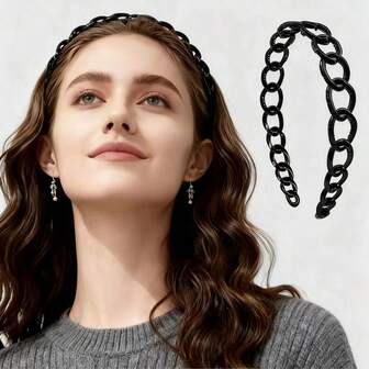 Diadema de oficina con diseño de cadena elegante, accesorio para el cabello estiloso y ligero