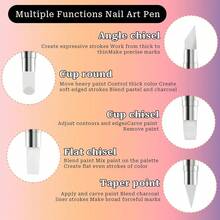 10PCS Nail Art Gel Carving Pen Rhinestone Handle Silicone Nail Art Pen Brushes For Design Foil Carving Drawing 3D Effect Shaping Drawing Dotting Tool,10pcsstyleC - 10件套C款 - 查看 6