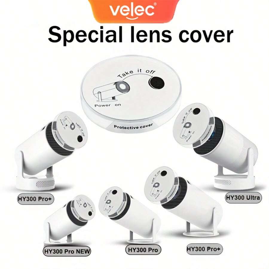 VELEC Cubierta de lente para proyector HY300/HY300 PRO/HY300 Pro+/HY300 Ultra, tapa de lente portátil, cubierta protectora a prueba de polvo para lente de proyector, cubierta de lente para proyector de video doméstico, cubierta de lente giratoria de 360 grados (solo cubierta de lente) - Gris - Ver 1
