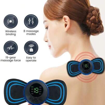Masajeador Muscular Eléctrico y Portátil, Estimulador Recargable USB para Espalda, Cuello y Piernas