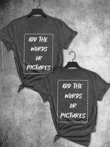 Men's Custom Retro Casual Distressed Textured Short-Sleeved T-Shirt, Personalized With Customizable Photos/Designs, Fashionable T-Shirt. - Dark Grey - View 1