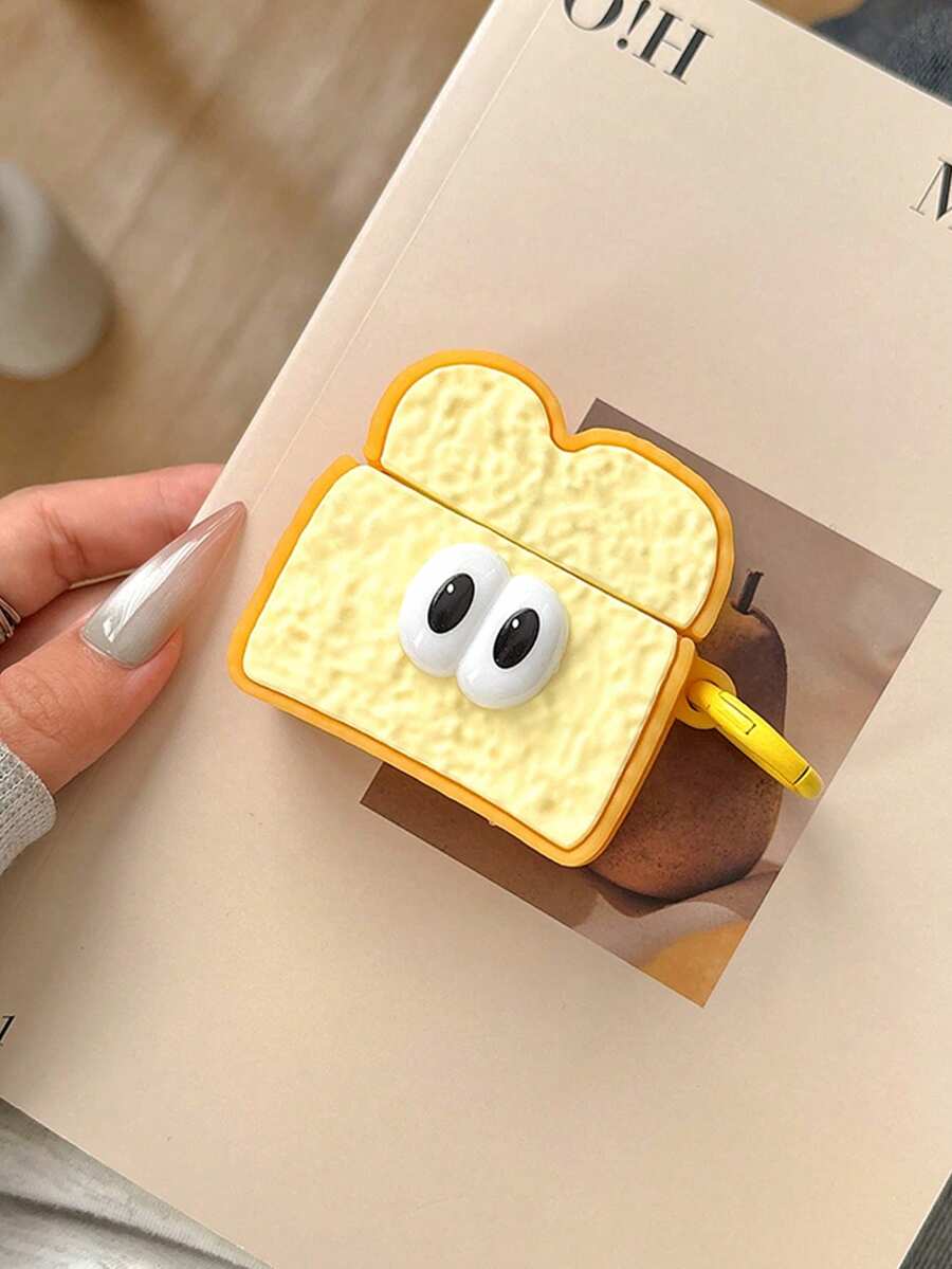 1个吐司面包造型+3D眼睛耳机保护套，兼容苹果1/2/3/Pro/4代/Pro2 - 黃色 - 查看 1