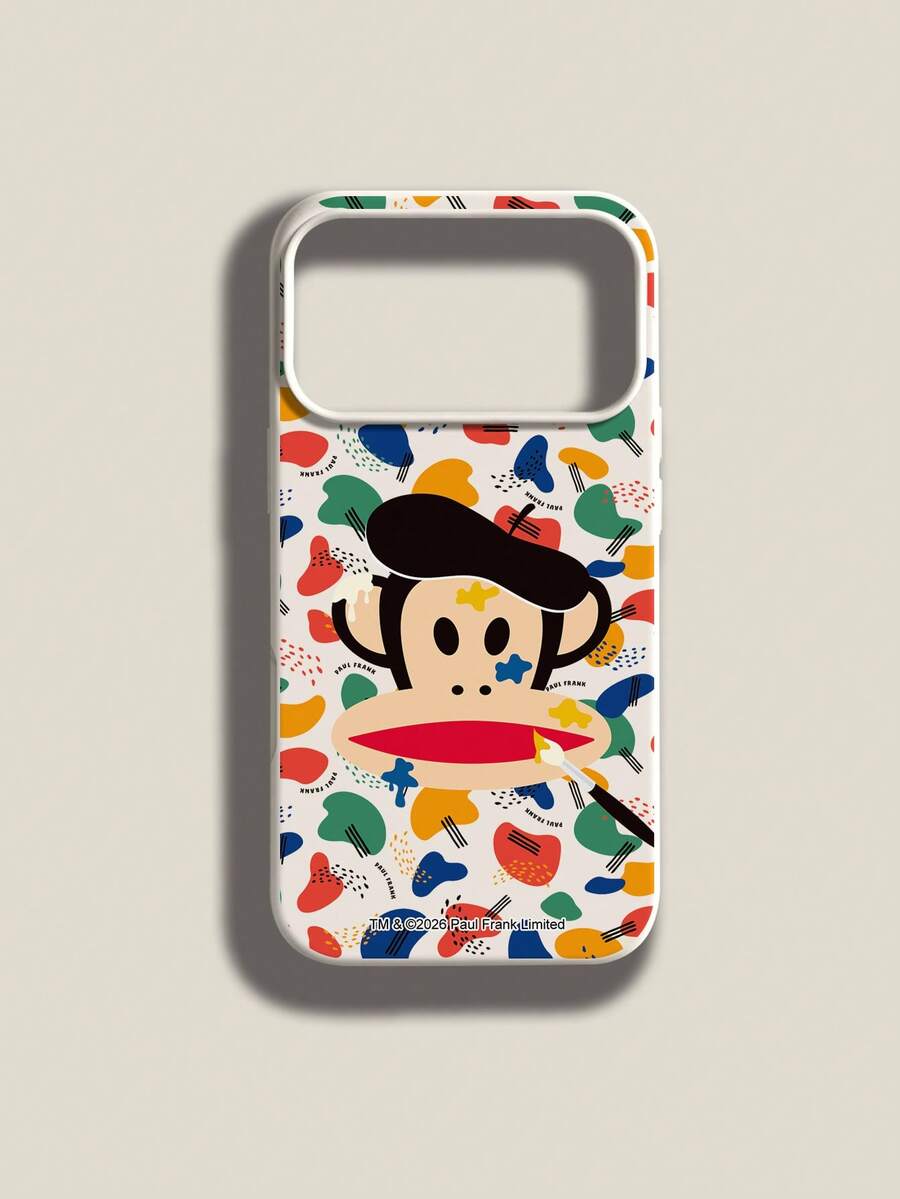 Paul Frank 授权硅胶手机壳，全包防震摄像头保护，涂鸦猴子图案，全新设计，兼容 13/14/15/16/17 Pro Max - 彩色 - 查看 1