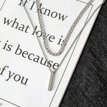 TREE NEST Collar de Doble Capa para Hombre, Collar de Pendulo/Carta de Póker de Acero Titanio, Cadena Cubanos para Hombre, Collares de Cadena En Capas, Collares con Colgante de Ajustable, Regalos de Cumpleaños y Navidad para Hombres y Mujeres,37428069 - Multicolor - Ver 5