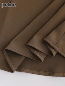 Petite Women's Versatile Skirt, Autumn Elegant Satin Skirt Mid-Length Elegant Skirt,Uitable For Valentine's Day And Dates (Belt Not Included) - Apricot - View 5