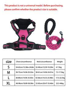 BVEOYPET 2pcs Reflective Dog Harness And 1.5m Leash Set, Breathable Pet Chest Strap Harness Suitable For Small, Medium And Large Dogs, Puppies, Cats, Dog Walking Leash And Harness Accessory Set - Hot Pink - View 10