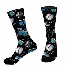 [Stylish Drum Socks]  Men's Mid-Calf Socks | Stylish Drum Instrument Pattern Seamless Printed Outdoor Sports - 彩色 - 查看 8