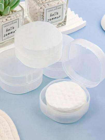 1/2/3pcs Portable Cotton Pad Storage Box, Small Transparent Plastic Round Storage Box - Portable Makeup Pad And Makeup Remover Storage Box, Sealed Travel Design, Suitable For Makeup Brushes, Makeup Pads, Makeup Pearls - Durable Bathroom And Vanity Storage, Makeup Remover Storage Box, Smooth Surface, Transparent Storage Box