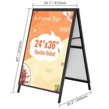 Letrero de acera  con marco en forma de A, soporte deslizable resistente de 61 x 91 cm, letreros sándwich plegables de doble cara, póster de acero para pavimento, para publicidad exterior (solo marco) - Negro - Ver 10