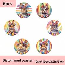 4 piezas/6 piezas/300 piezas Posavasos de tierra de diatomeas con patrón de rayas de colores, posavasos de café, adecuados para decoración del hogar, restaurante y otras ocasiones, regalos cotidianos, decoración de mesa, decoración de fiestas temáticas.