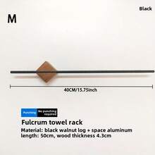Toallero de madera de nogal ajustable y deslizante, disponible en dorado o negro - Ideal para la decoración y el almacenamiento del baño, sin necesidad de perforar/ajuste universal, fácil instalación - Estilo minimalista y de lujo, duradero, barra de toallas montada en la pared, accesorio de baño creativo - Multicolor - Ver 10