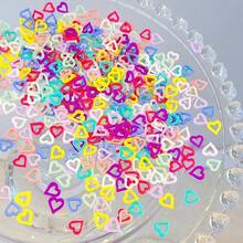300Pcs Heart Nail Charms 3D Nail Charms Love Nail Art Rhinestone Colorful Acrylic Resin Hollow Heart Nail Supplies Hearts Design Nail Accessories For Women Craft DIY Manicure Decor Valentines,Yellow - Màu vàng - Xem 7