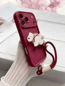 1个红色DIY宠物动物猫狗手机支架手机壳，带手机挂绳，适用于三星Galaxy S25、S24、S24Plus/S24+、S24Ultra、S24FE、S20、S21、S22、S23和11/11 Pro/11 Pro Max/12/12 Pro/12 Pro Max/13/13 Pro/13 Pro Max/14/14 Pro/14 Pro Max/15/15 Pro/15 Pro Max/16/16 Pro/16 Pro Max/17/17 Pro/17 Pro Max/Air 16E - 酒紅色 - 查看 3