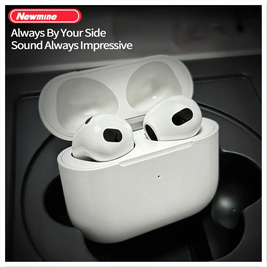 Newmine T4S Bluetooth 5.3 True Wireless Earbuds: Long Battery Life, IPX7 Water Resistance, Low Latency For Gaming And Sports, Noise Cancellation, High-Definition Calls, Comfortable In-Ear Design. - White - View 1
