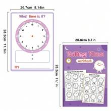 Lachilly Kids Learning Clock Dry Erase Set - Telling Time Practice Activity Cards Reusable Preschool Time Recognition Educational Tool - Multicolor - View 4