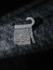 1件优雅流苏水钻胸针，可作开衫、毛衣、披肩、围巾夹饰配饰 - 銀色 - 查看 3