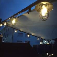 No Wiring Solar Lights Outdoor IP44, Black Vintage Industrial Hanging Lanterns, Auto On/Off With Light Sensor, Warm White Glow, Easy Installation, For Garden Patio Porch Fence Wall Pathway And Outdoor Decor - 黑色 - 查看 3