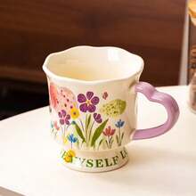 1 Peça Caneca de Café Cerâmica com Padrão Floral, Material Cerâmico com Design Floral, Adequada para Bebidas Quentes e Frias, Pode Conter Café, Leite, Suco, Latte, Cappuccino, Etc. Um Presente para Mulheres, Ideal para o Dia dos Namorados - Multicolorido - Visão 10