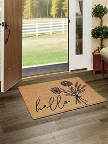 1pc "Hello" Welcome Mat - Non-Slip Polyester Fiber Doormat, Floral Pattern, Luxury Entrance Mat, Suitable For Home, Bathroom, Living Room - Machine Washable, Machine Dried, Bathroom Mat | Floral Pattern Mat | Polyester Fiber Mat, Welcome Mat - Multicolor - View 4
