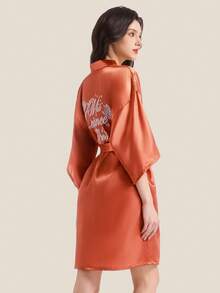 1pc Adult Party Mis Quince Anos Elegant Embroidered Robe - Orange - View 4