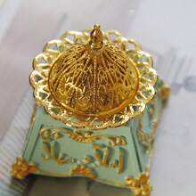 1pc Middle Eastern Arabic Resin Incense Burner With Gold Metal Combination, Classical Retro Style Incense Holder - Multicolor - View 2