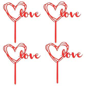 20 st hjärtformade tårtdekorationer i akryl, exklusiva dessertdekorationer för alla hjärtans dag, lämpliga för cupcakedekorationer, sötsaker till födelsedagsfester, romantiska dejter för par