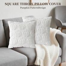 Generico 2 Fundas de Almohada de OtoñoFunda de Almohada de Calabaza de Halloween Funda de Cojines Cuadradas-para Otoño Accion de Gracias para Sofa y Decoracion del Hogar Blanco - Blanco - Ver 2