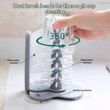 Creative Suction Cup Slouchy Automatic Cup Brush, Glass Cup Cleaning Brush, Rotating Kitchen Water Cup/Tea Cup Brush - Multicolor - View 4